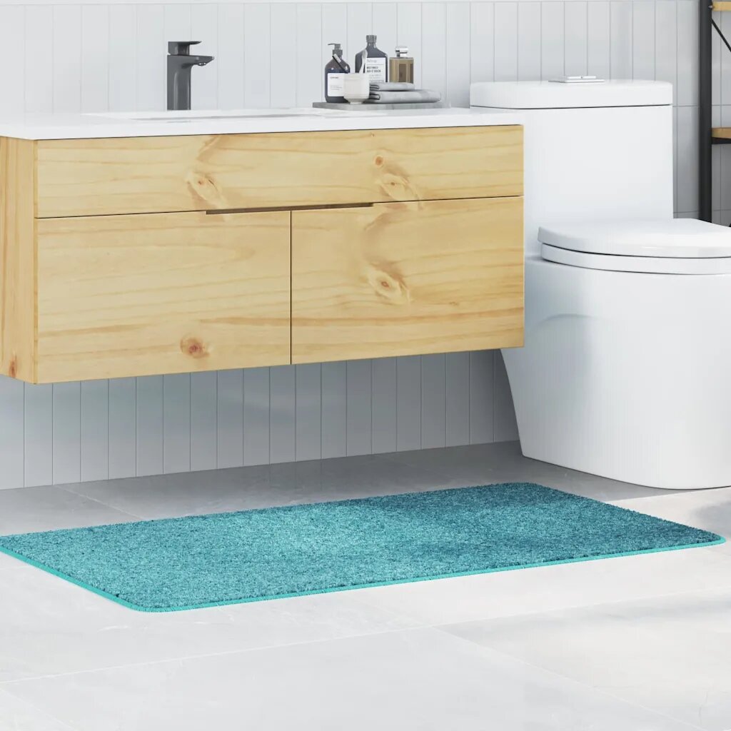 vidaXL Килимче за баня с антихлъзгаща повърхност Тюркоаз 70 x 120 cm