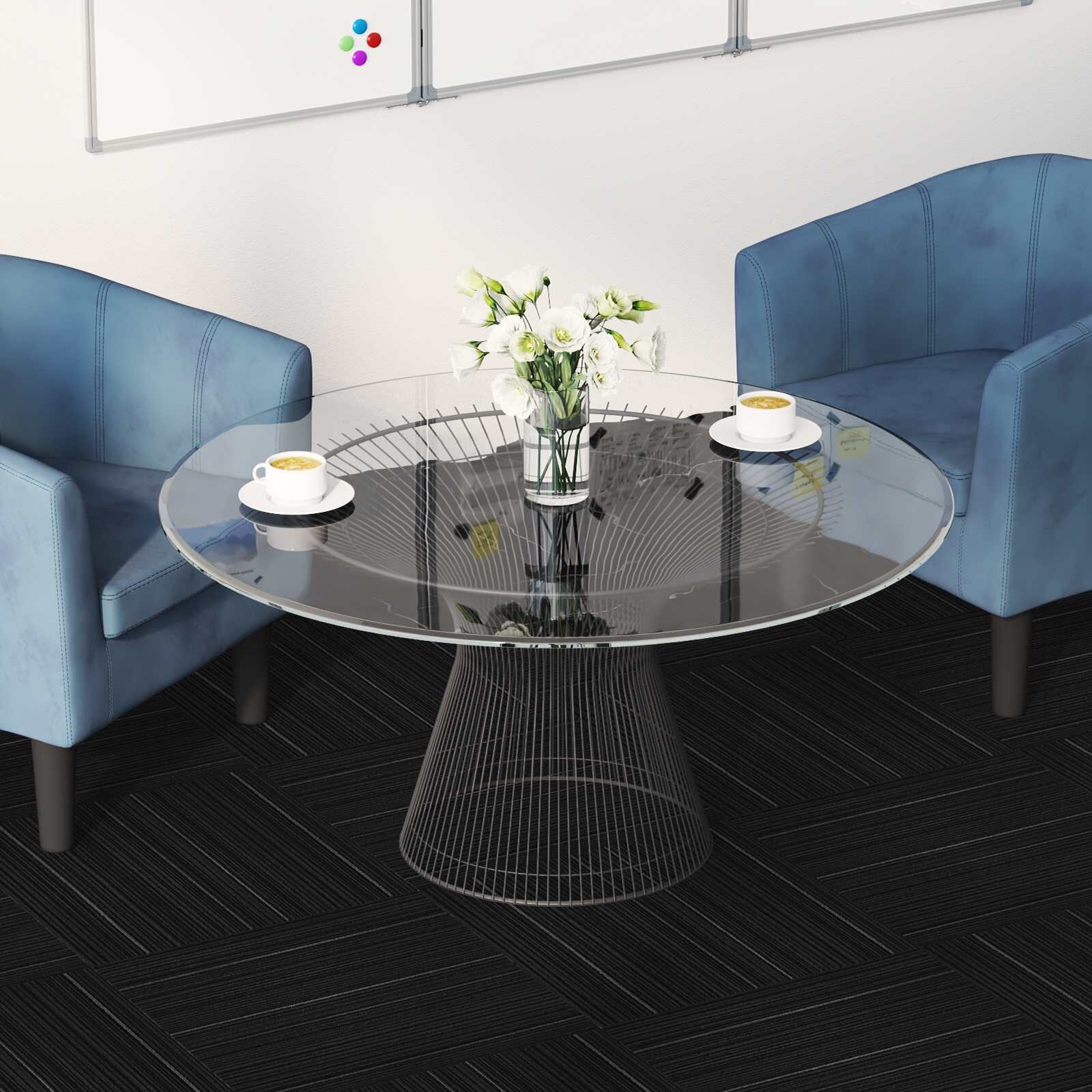 vidaXL Килимна плочка Сиви ивици 50 x 50 cm 4 бр. ПП и Битум