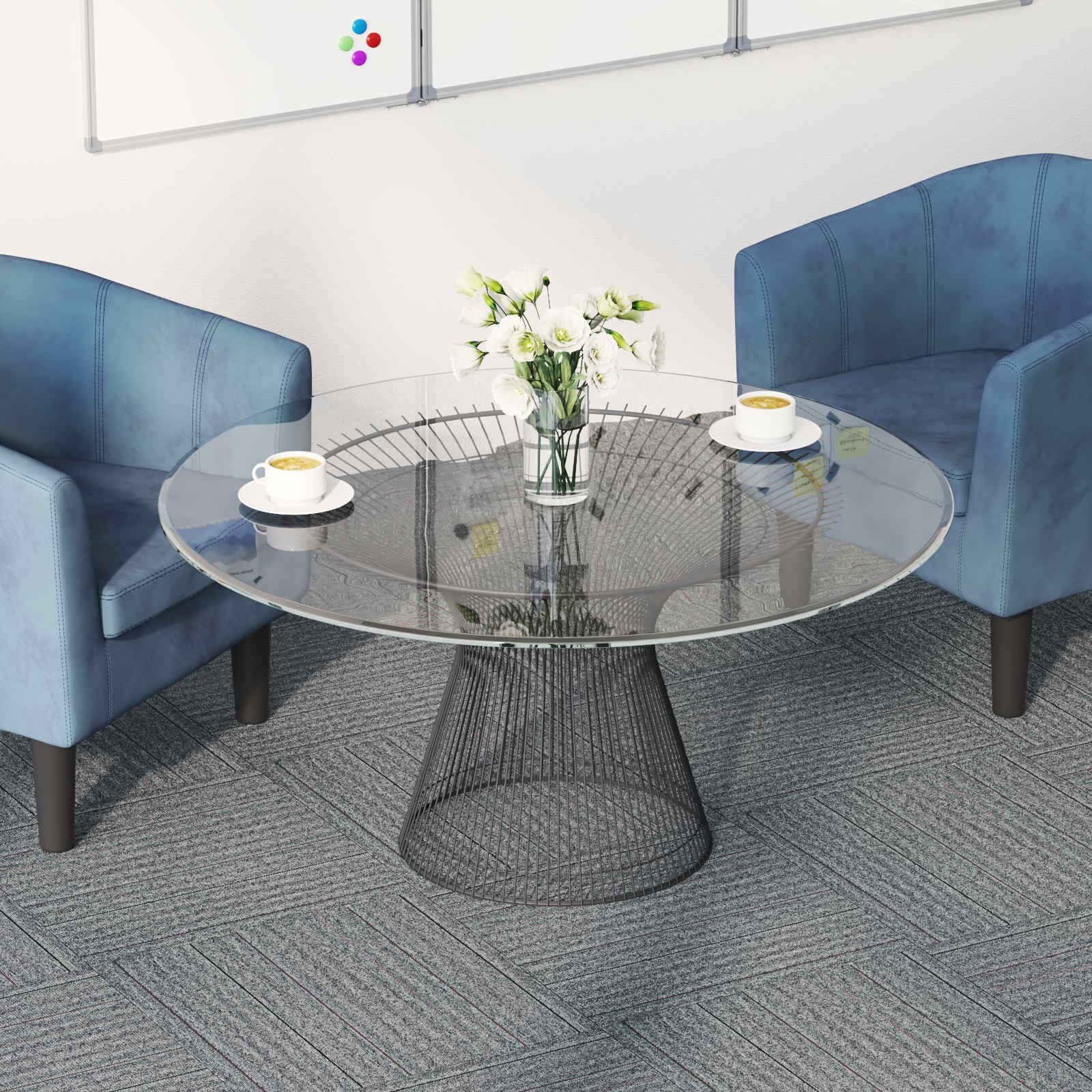 vidaXL Килимна плочка Светло сиво с ивица 50 x 50 cm 4 бр. ПП и Битум