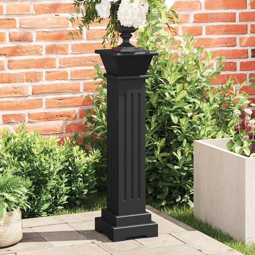 vidaXL Класическа стойка за цветя квадратна черна 17x17x66 см МДФ