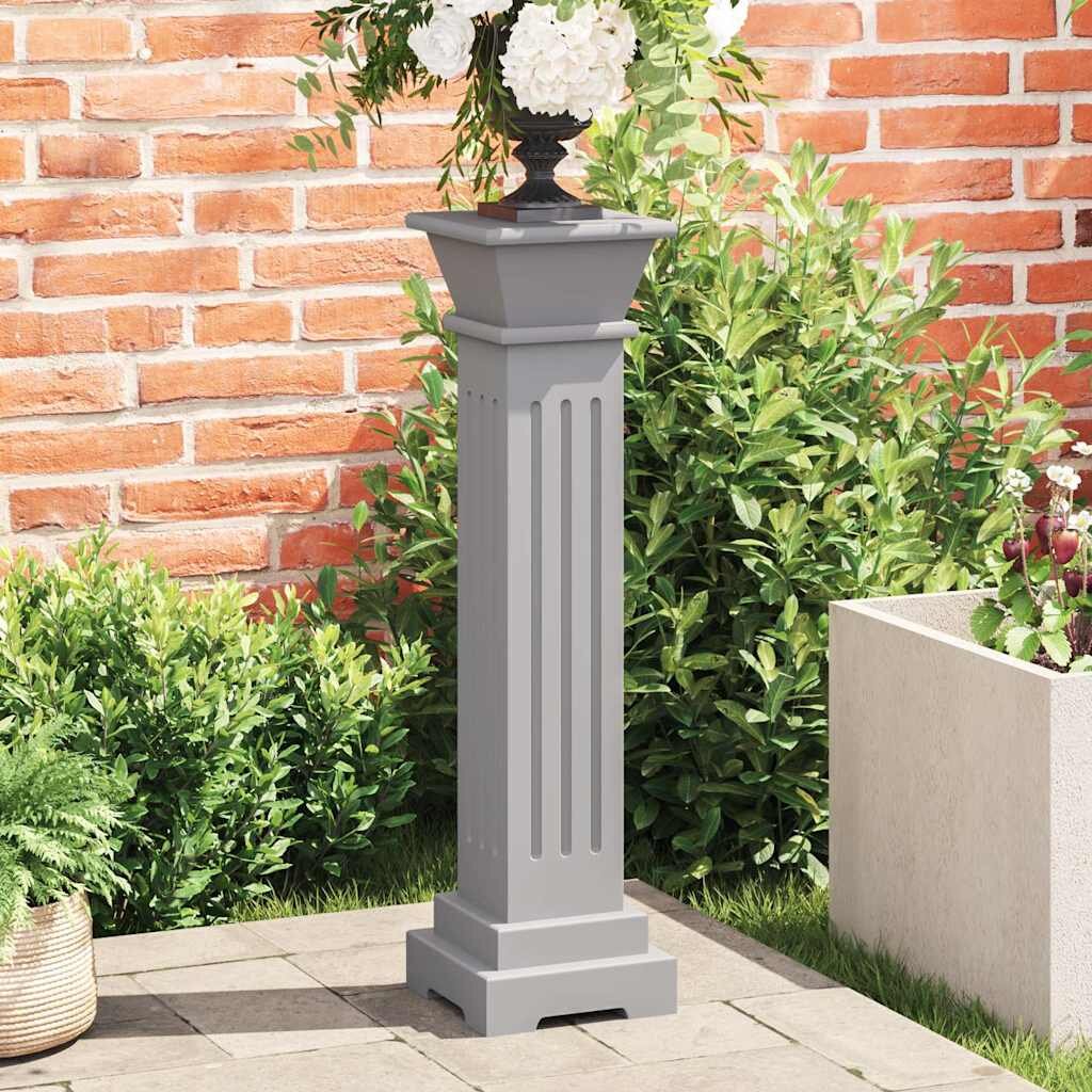 vidaXL Класическа стойка за цветя квадратна сива 17x17x66 см МДФ