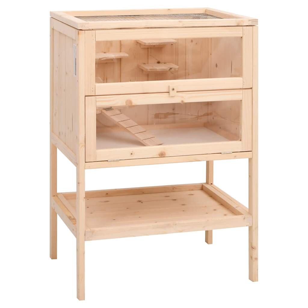 vidaXL Клетка за хамстери 55x40x80 см масивна дървесина ела
