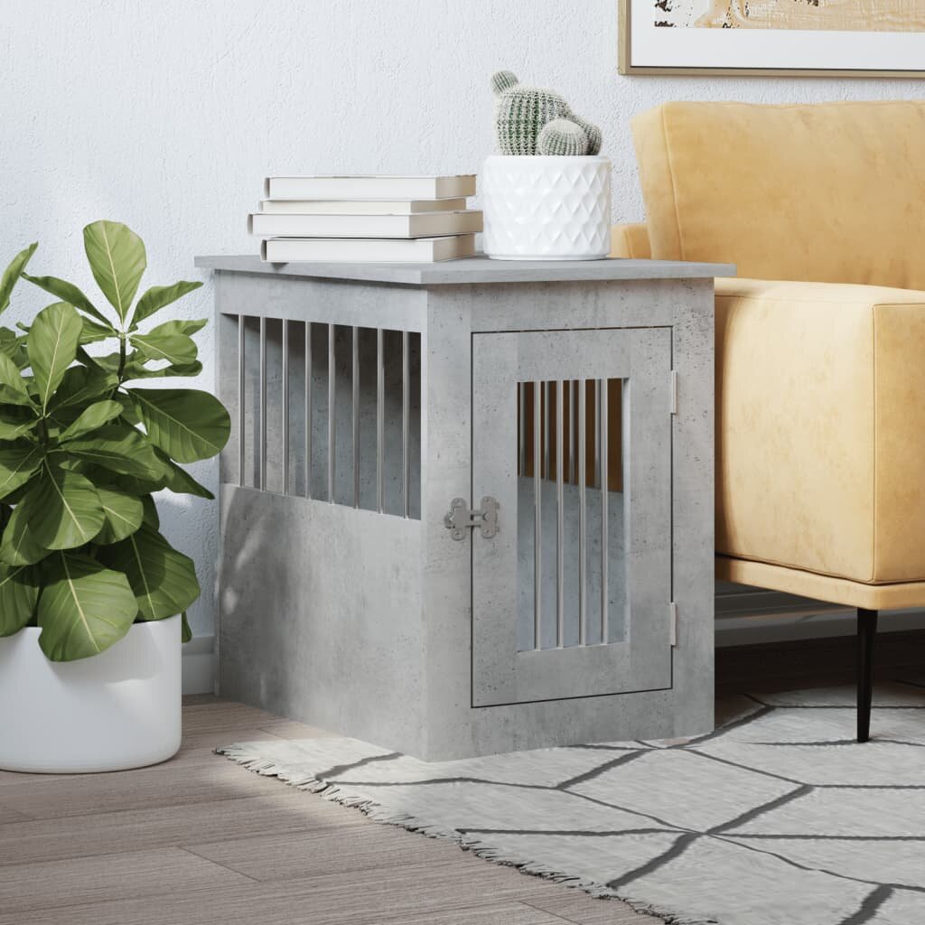 vidaXL Клетка за куче мебел бетонно сив 45x62x59 см инженерно дърво