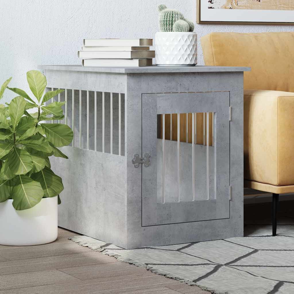 vidaXL Клетка за куче мебел бетонно сив 55x75x65 см инженерно дърво
