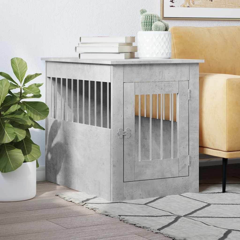 vidaXL Клетка за куче мебел бетонно сив 55x80x68 см инженерно дърво