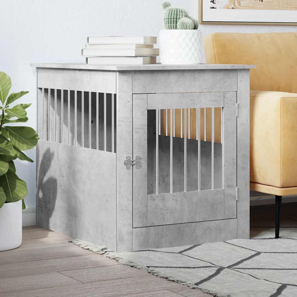 vidaXL Клетка за куче мебел бетонносив 645x80x71см инженерно дърво
