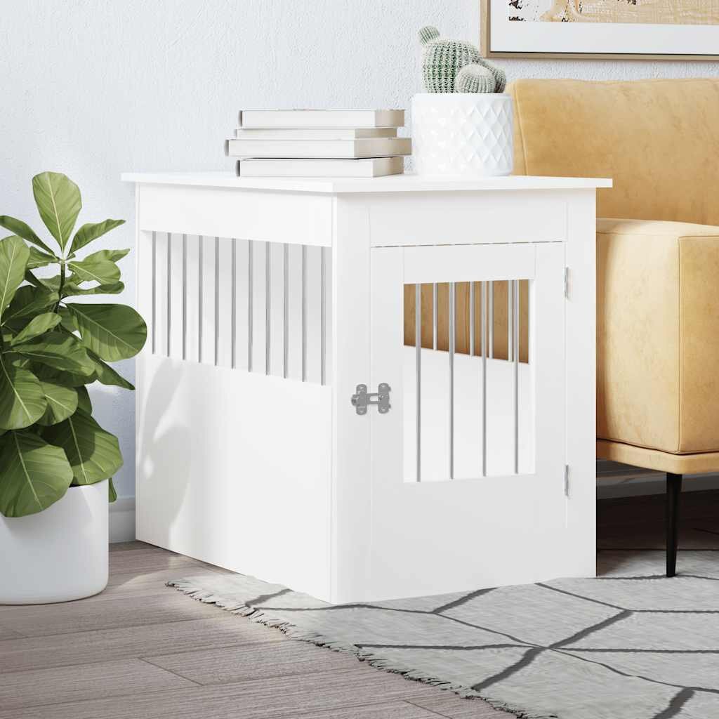 vidaXL Клетка за куче мебел бяла 55x80x68 см инженерно дърво