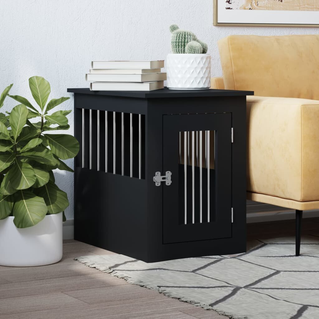 vidaXL Клетка за куче мебел черна 45x62x59 см инженерно дърво