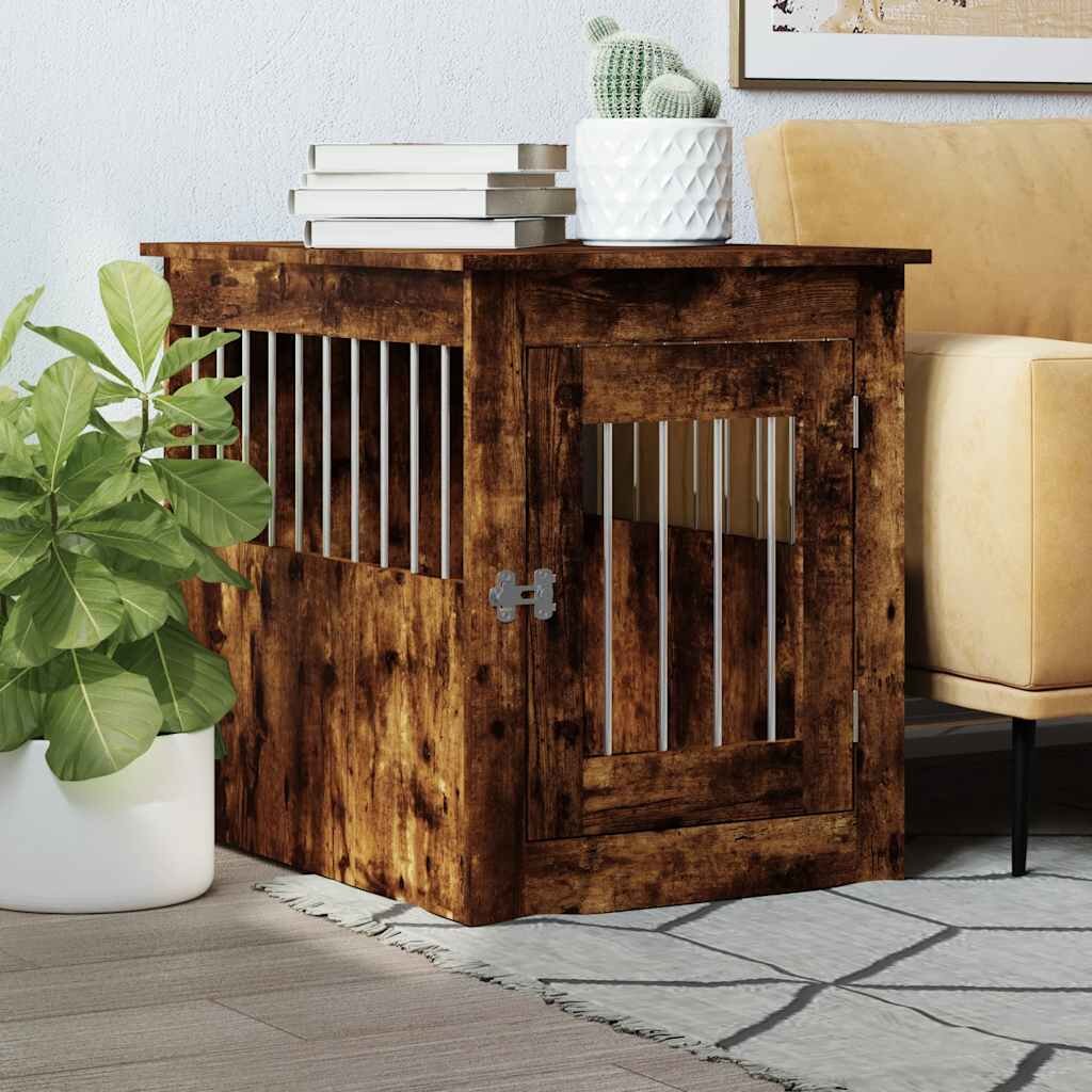 vidaXL Клетка за куче мебел опушен дъб 55x75x65 см инженерно дърво