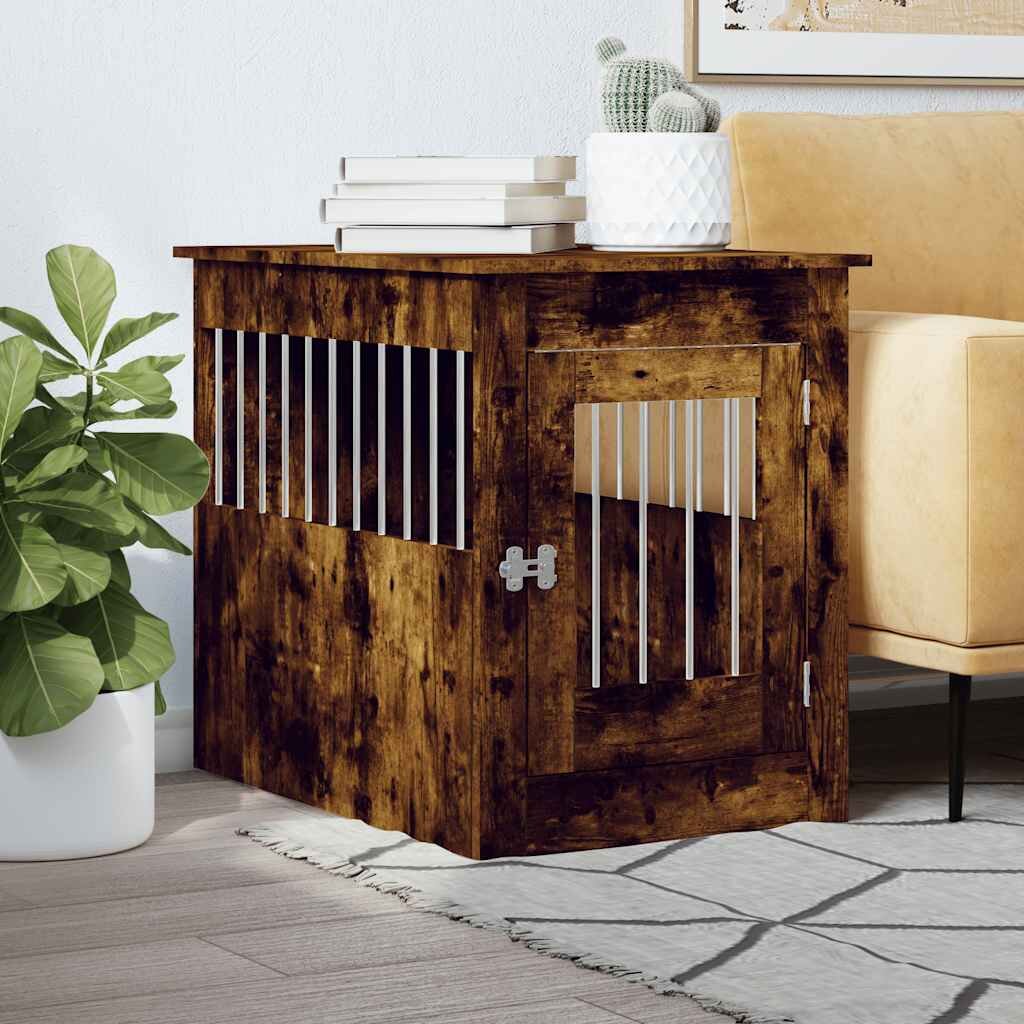 vidaXL Клетка за куче мебел опушен дъб 55x80x68 см инженерно дърво