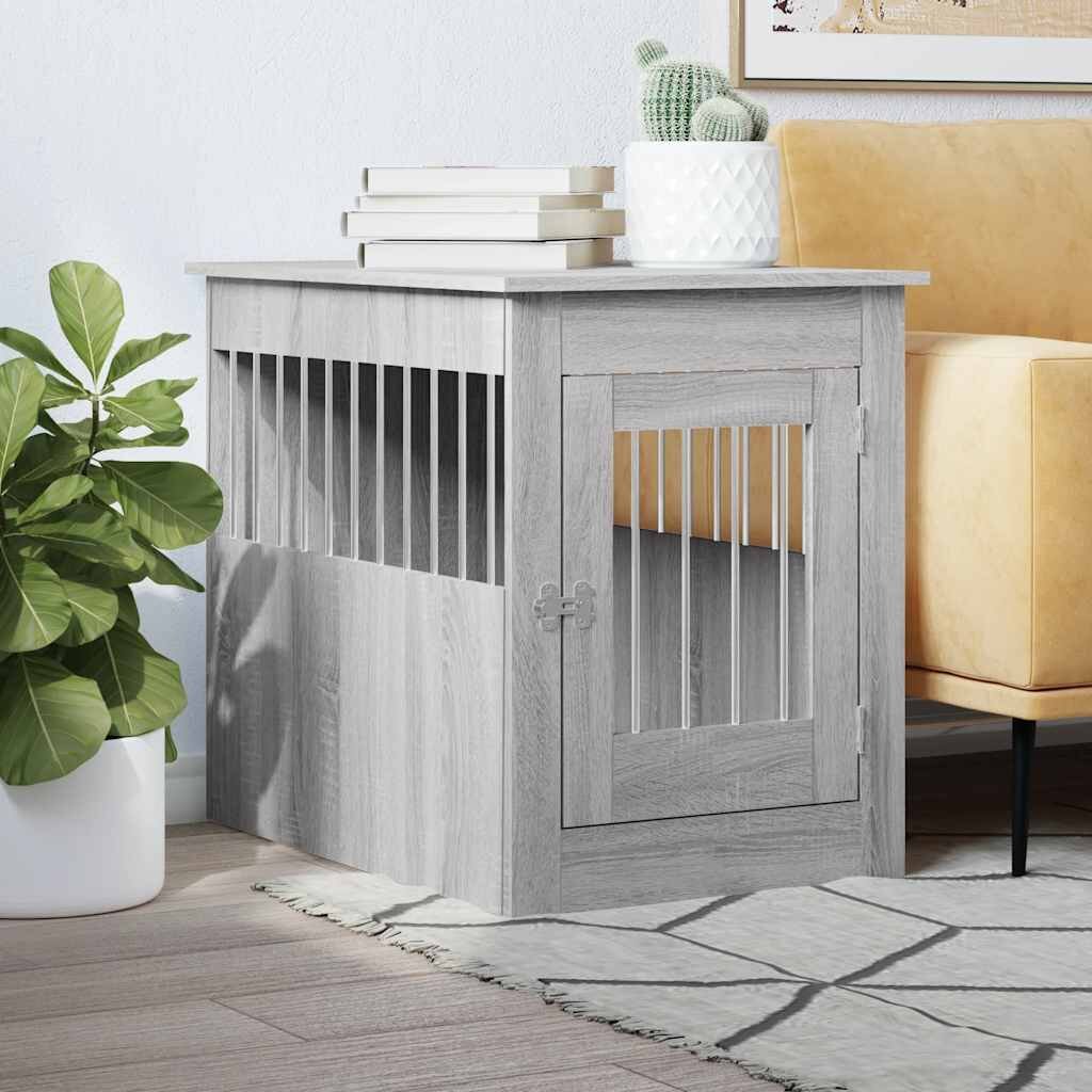 vidaXL Клетка за куче мебел сив сонома 55x80x68 см инженерно дърво