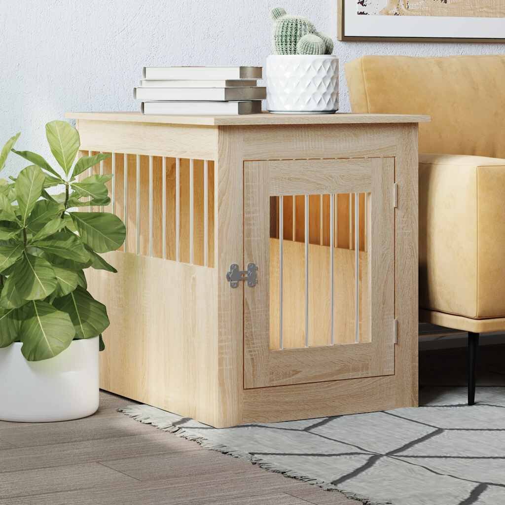 vidaXL Клетка за куче мебел сонома дъб 55x75x65 см инженерно дърво
