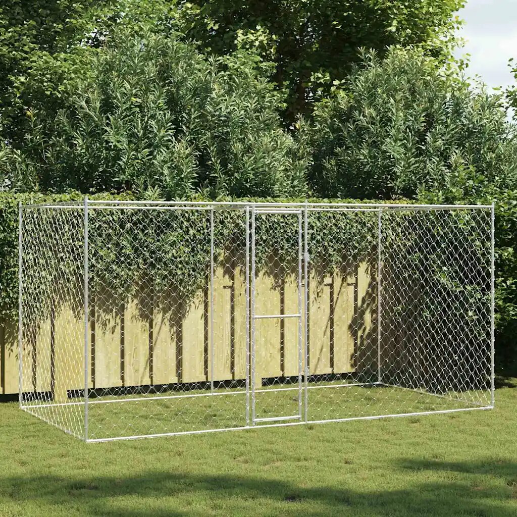 vidaXL Клетка за куче Сребрист 400 x 200 x 200 см