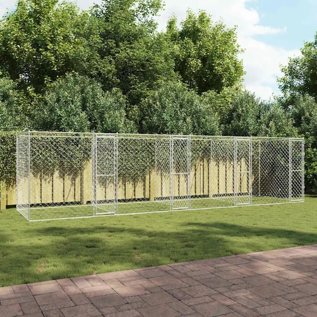 vidaXL Клетка за куче Сребрист 800 x 200 x 200 см