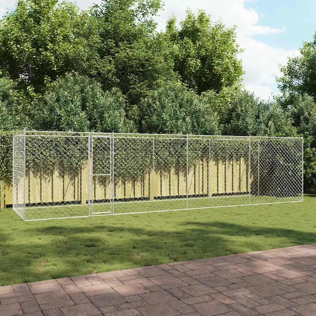 vidaXL Клетка за куче Сребрист 800 x 200 x 200 см