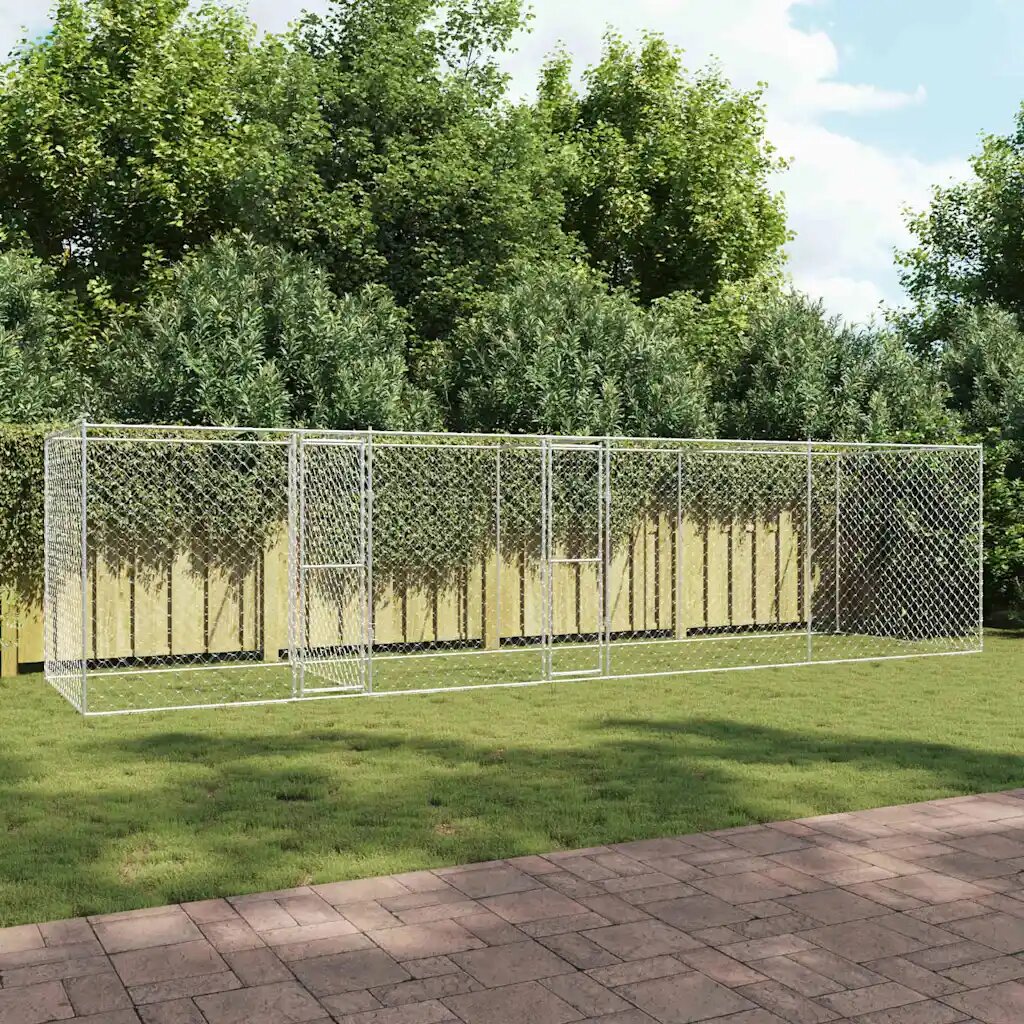 vidaXL Клетка за куче Сребрист 800 x 200 x 200 см