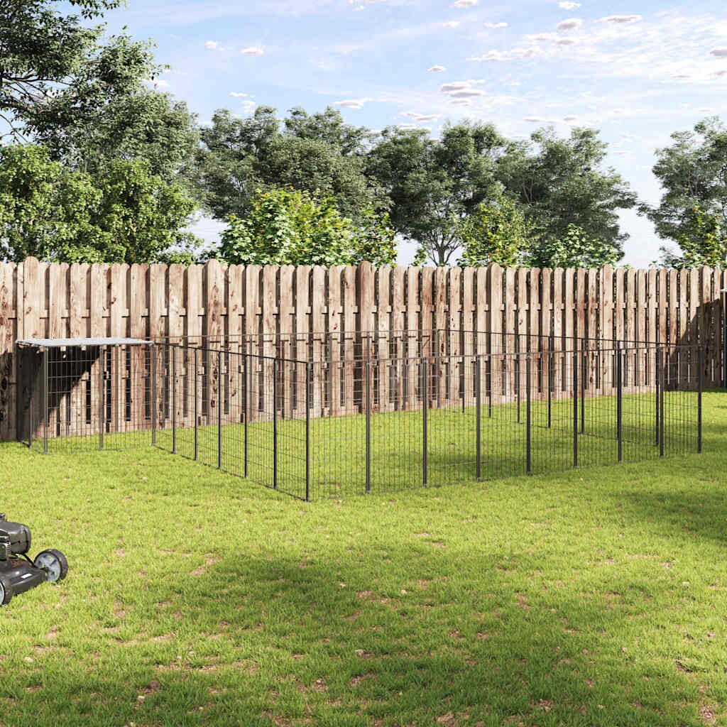vidaXL Клетка за кучета черна 2057 м² стомана