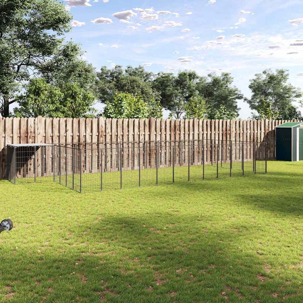 vidaXL Клетка за кучета черна 2299 м² стомана