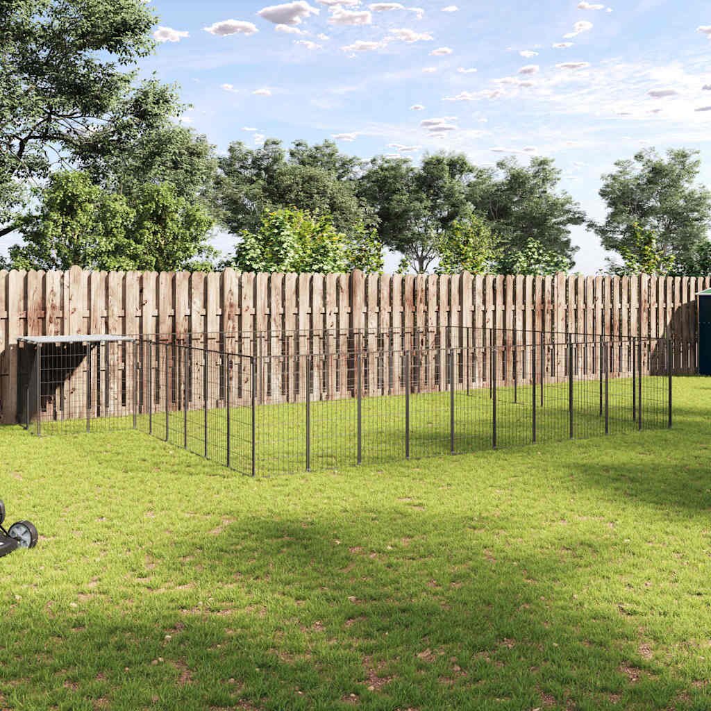 vidaXL Клетка за кучета черна 2541 м² стомана