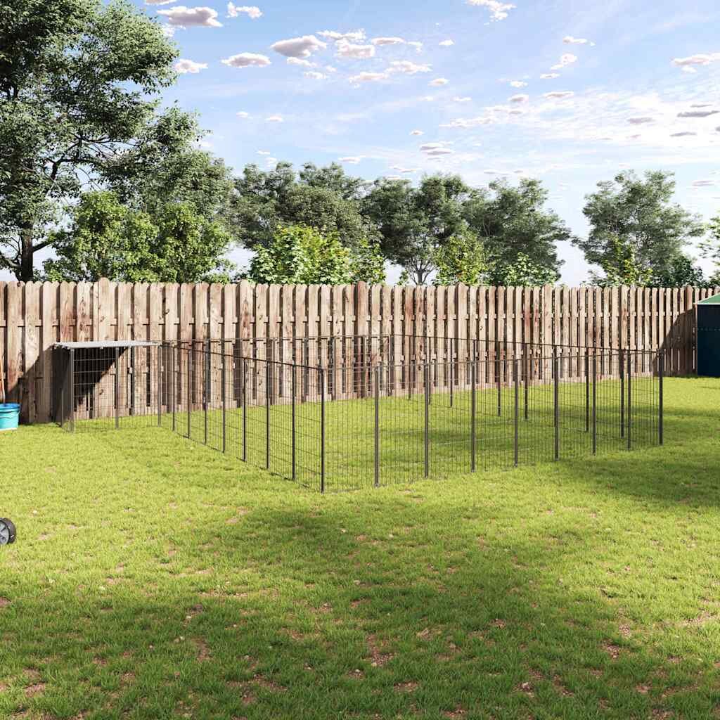 vidaXL Клетка за кучета черна 2541 м² стомана