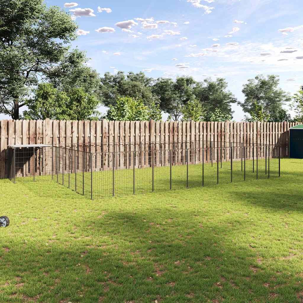 vidaXL Клетка за кучета черна 3025 м² стомана