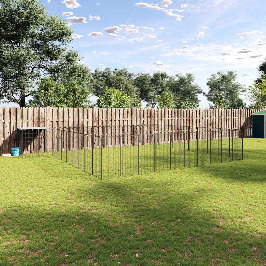 vidaXL Клетка за кучета черна 3146 м² стомана