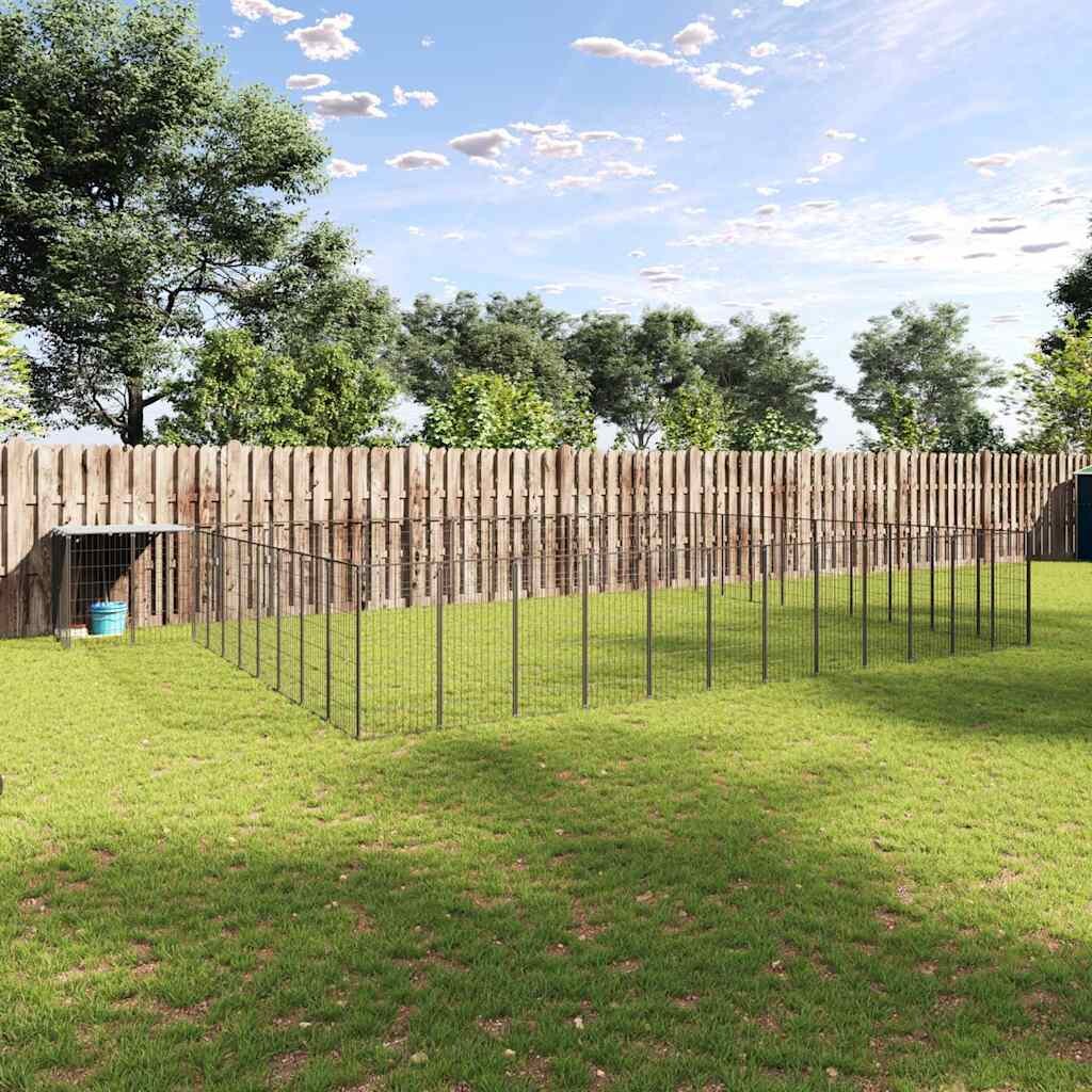 vidaXL Клетка за кучета черна 3751 м² стомана