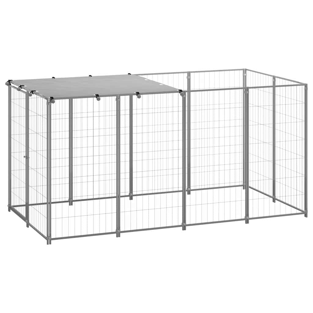 vidaXL Клетка за кучета сива 242 м² стомана