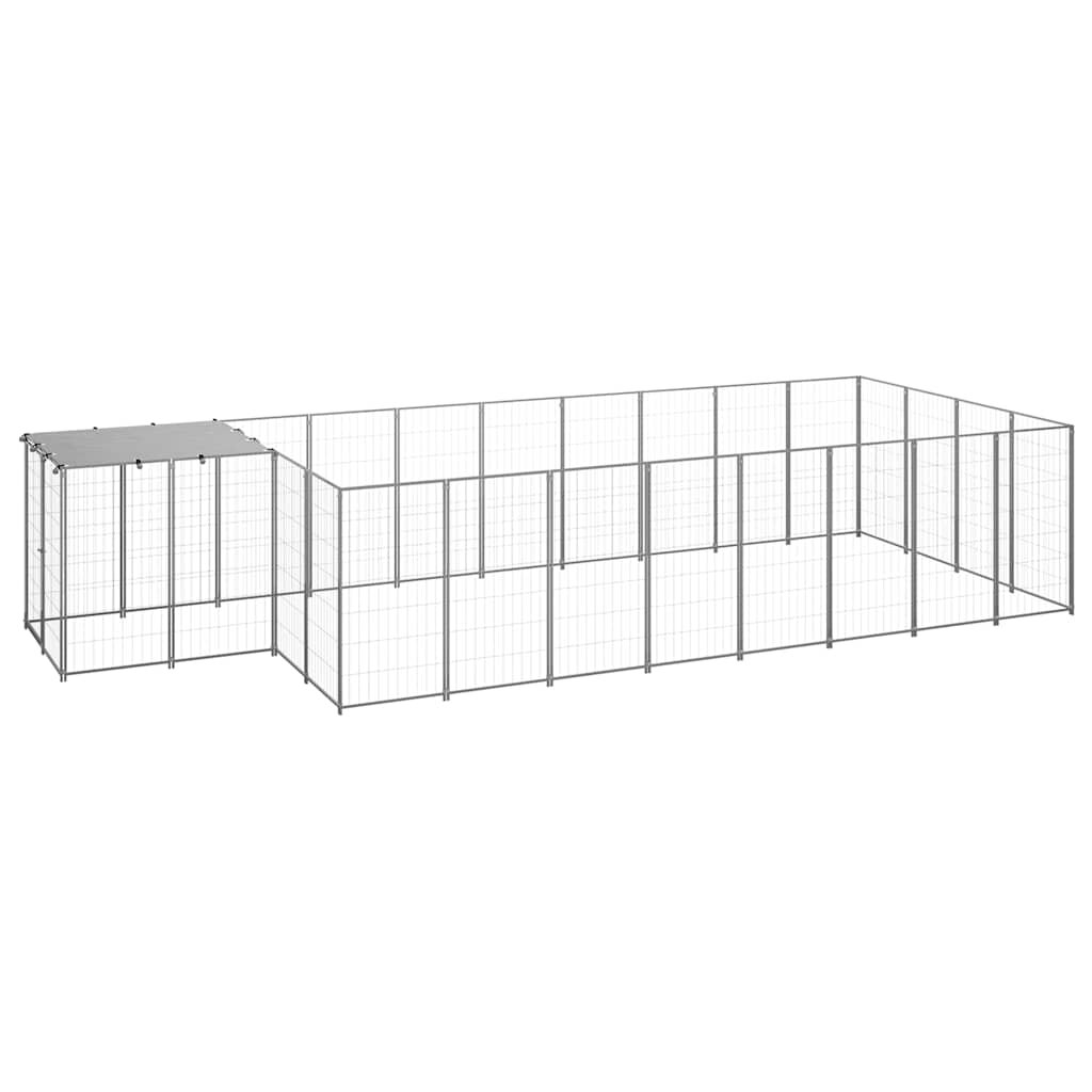 vidaXL Клетка за кучета сребриста 1089 м² стомана