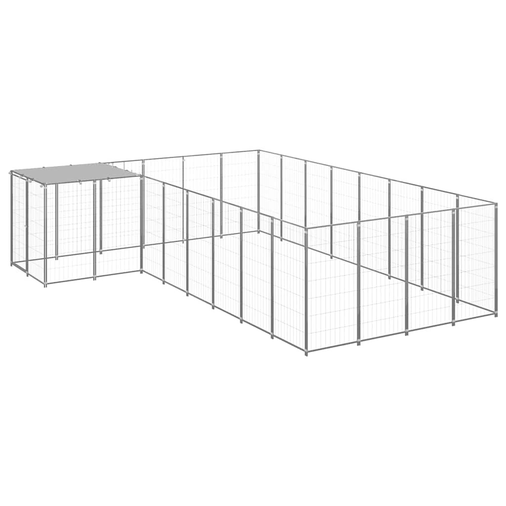 vidaXL Клетка за кучета сребриста 1089 м² стомана