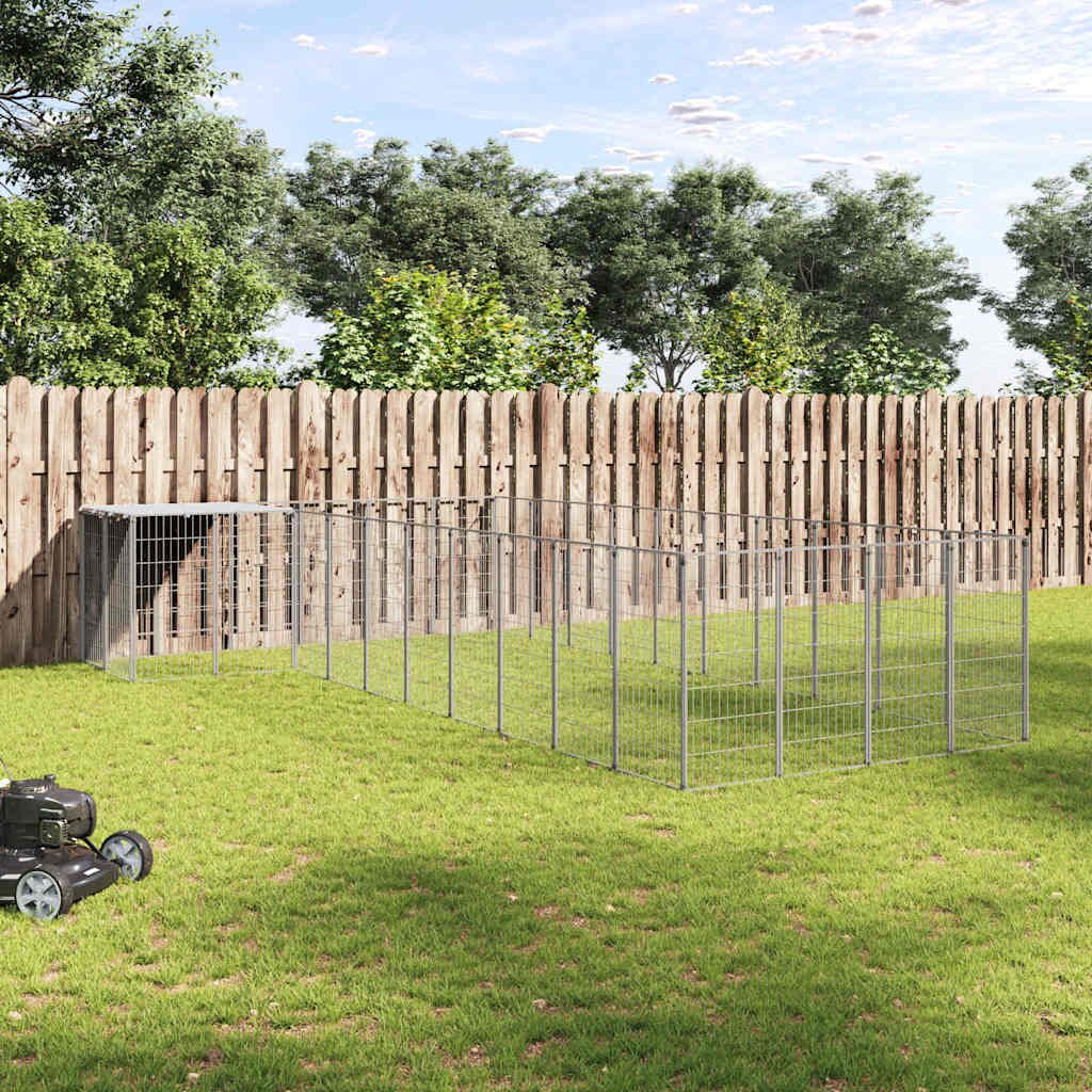 vidaXL Клетка за кучета сребриста 1331 м² стомана
