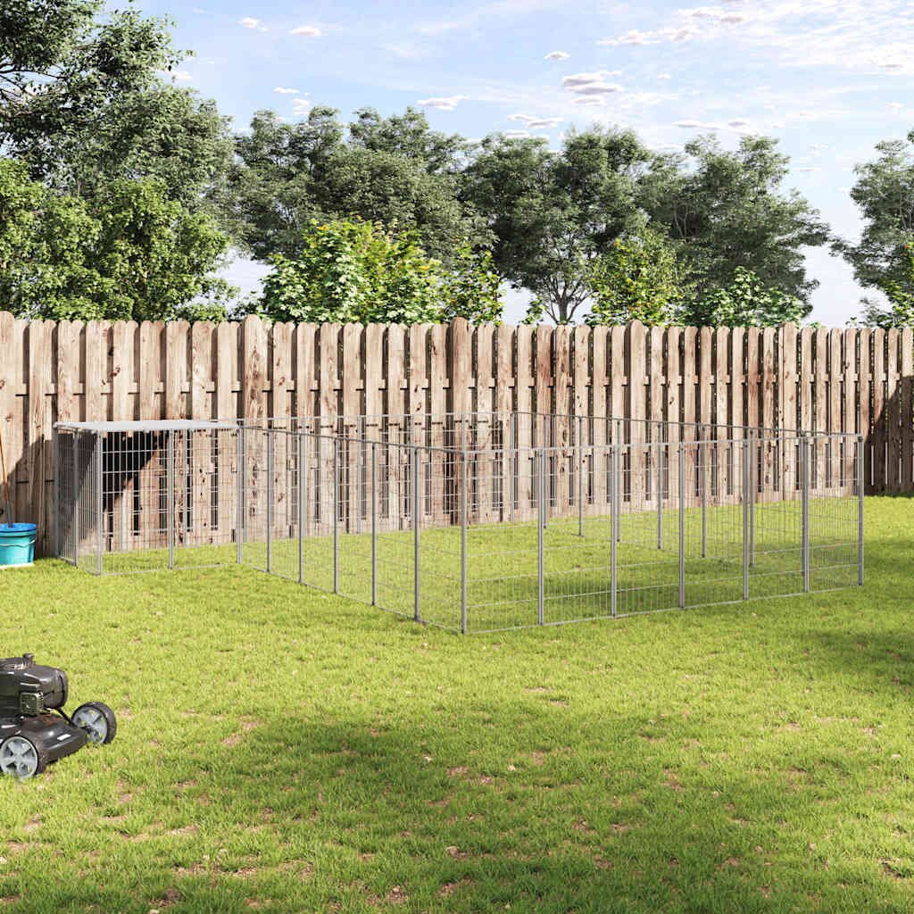 vidaXL Клетка за кучета сребриста 1573 м² стомана