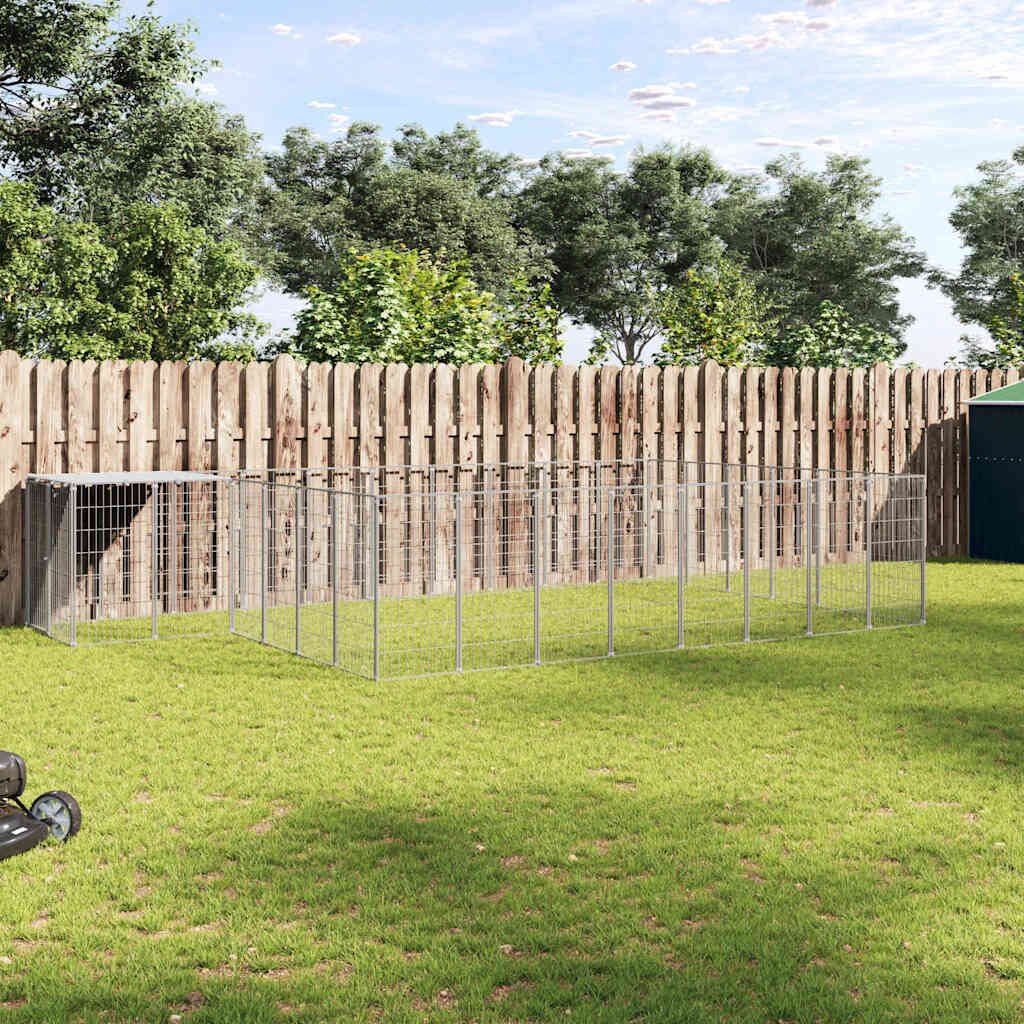 vidaXL Клетка за кучета сребриста 1573 м² стомана