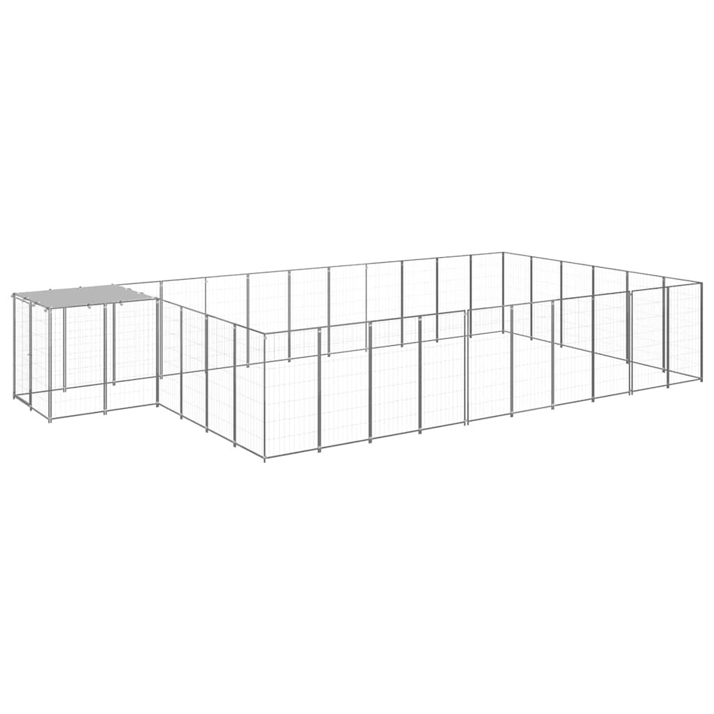vidaXL Клетка за кучета сребриста 1936 м² стомана