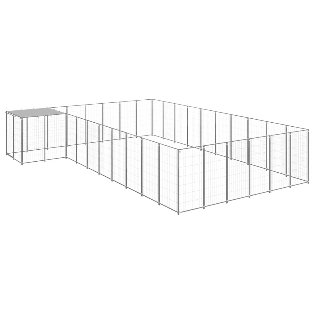 vidaXL Клетка за кучета сребриста 1936 м² стомана