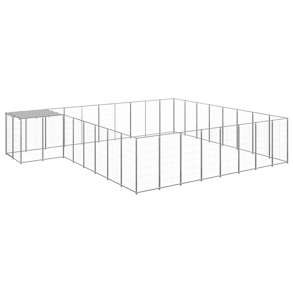 vidaXL Клетка за кучета сребриста 2057 м² стомана