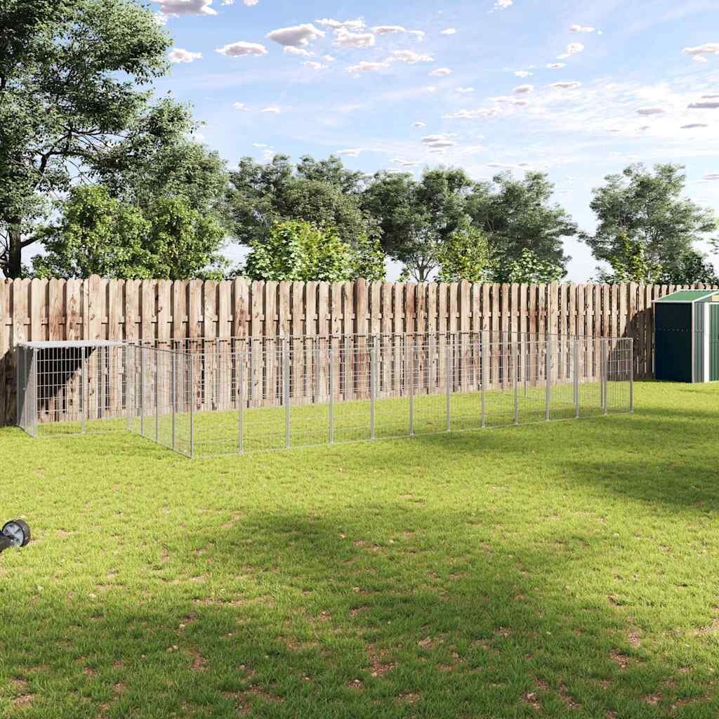 vidaXL Клетка за кучета сребриста 2299 м² стомана