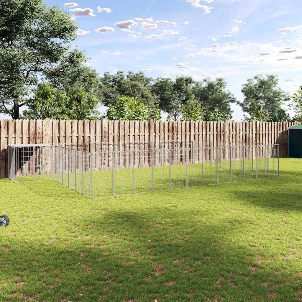 vidaXL Клетка за кучета сребриста 2541 м² стомана