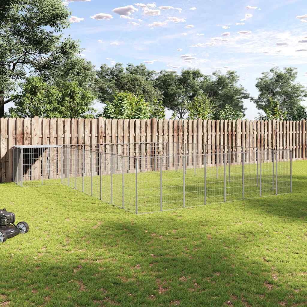 vidaXL Клетка за кучета сребриста 2541 м² стомана