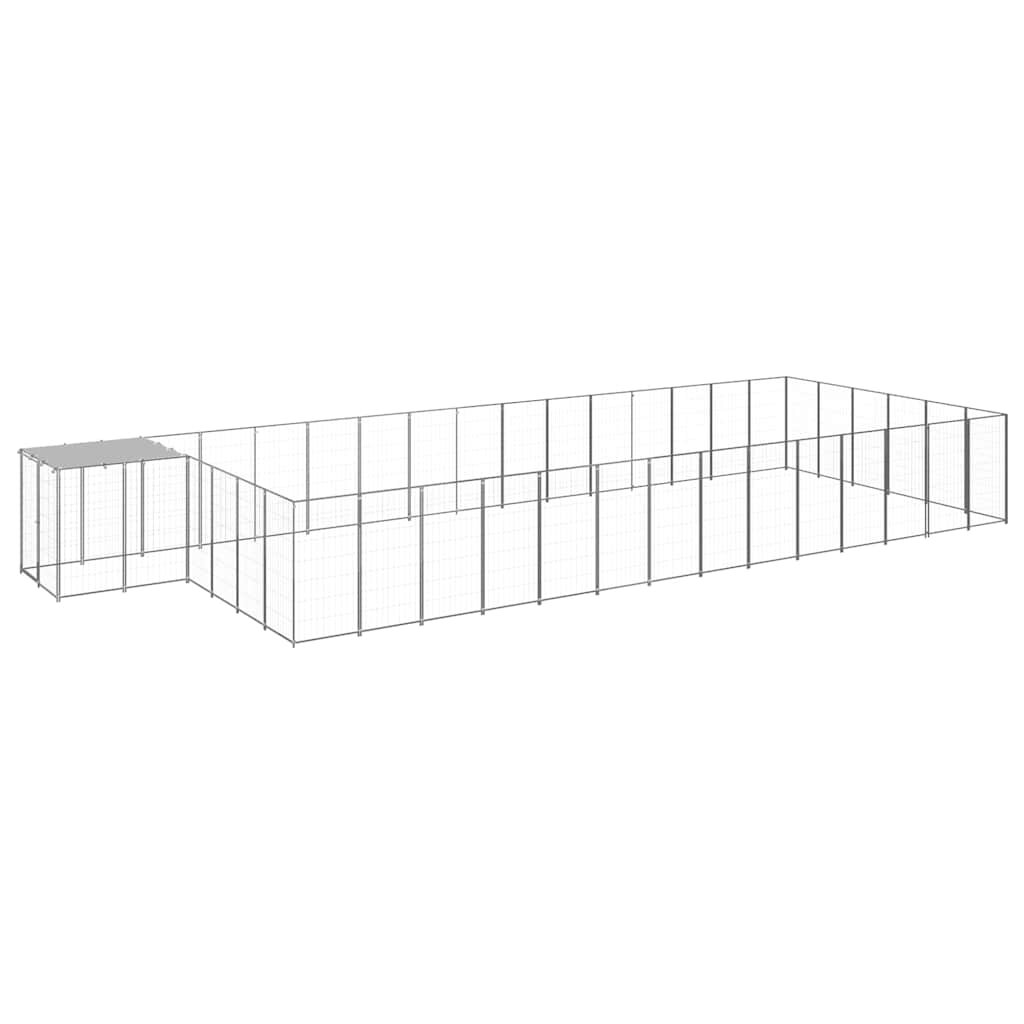 vidaXL Клетка за кучета сребриста 2662 м² стомана