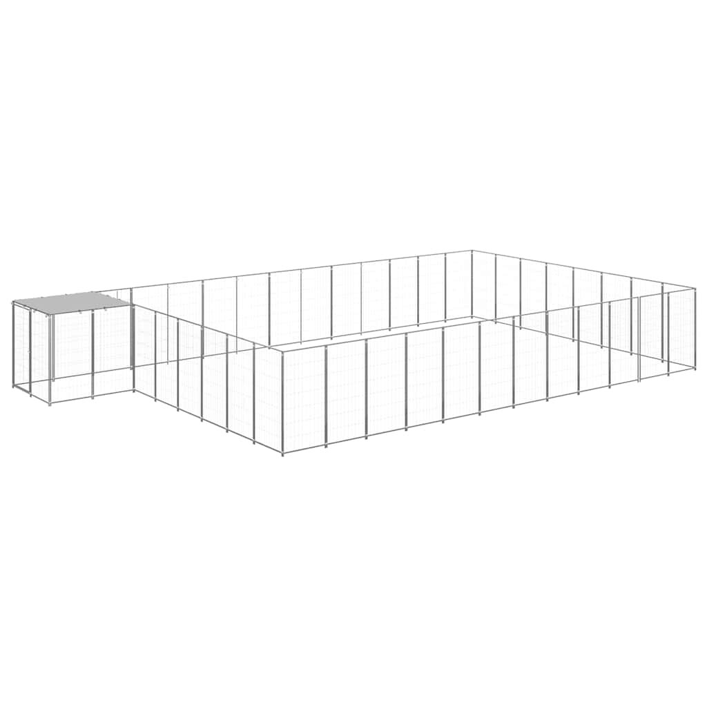 vidaXL Клетка за кучета сребриста 3025 м² стомана