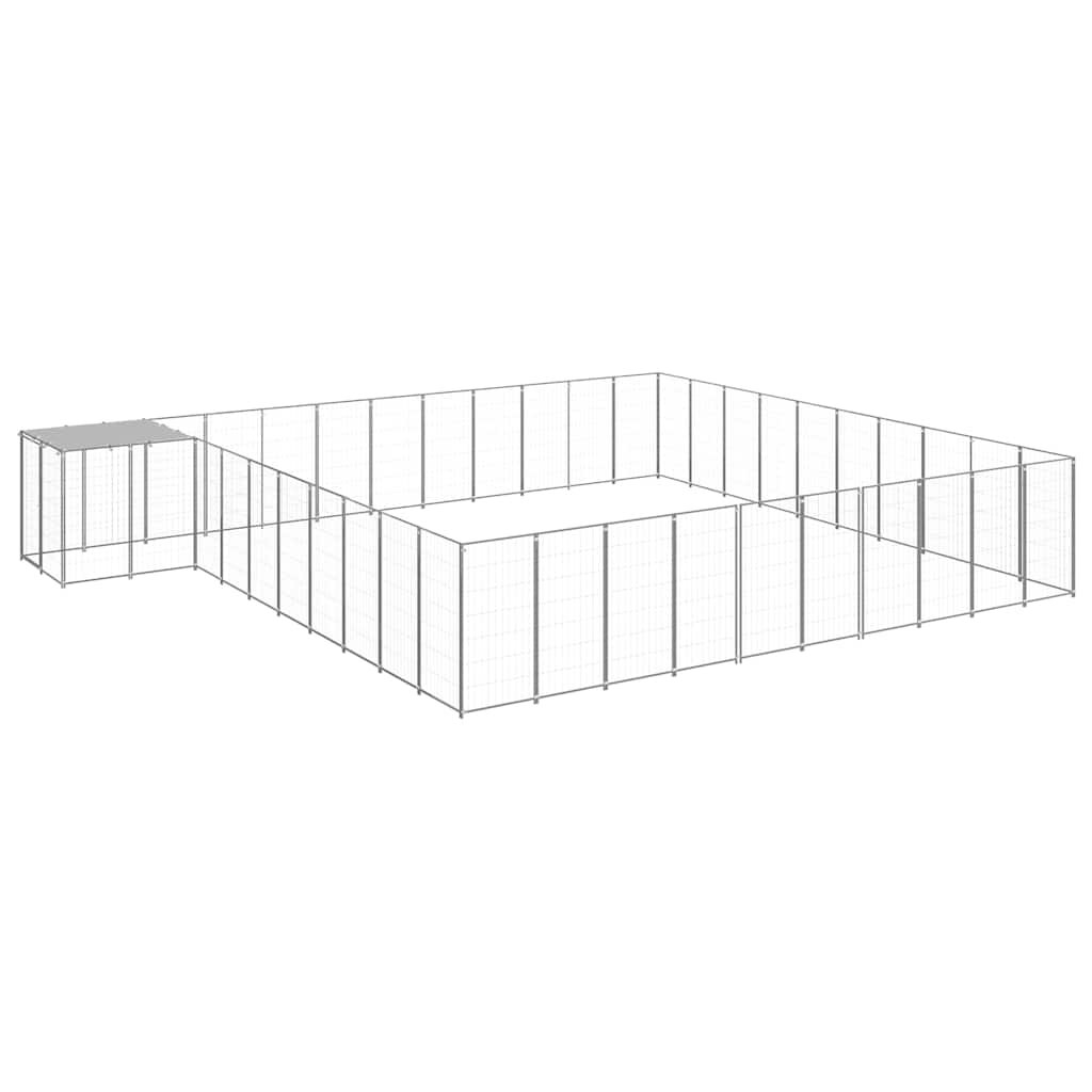 vidaXL Клетка за кучета сребриста 3146 м² стомана