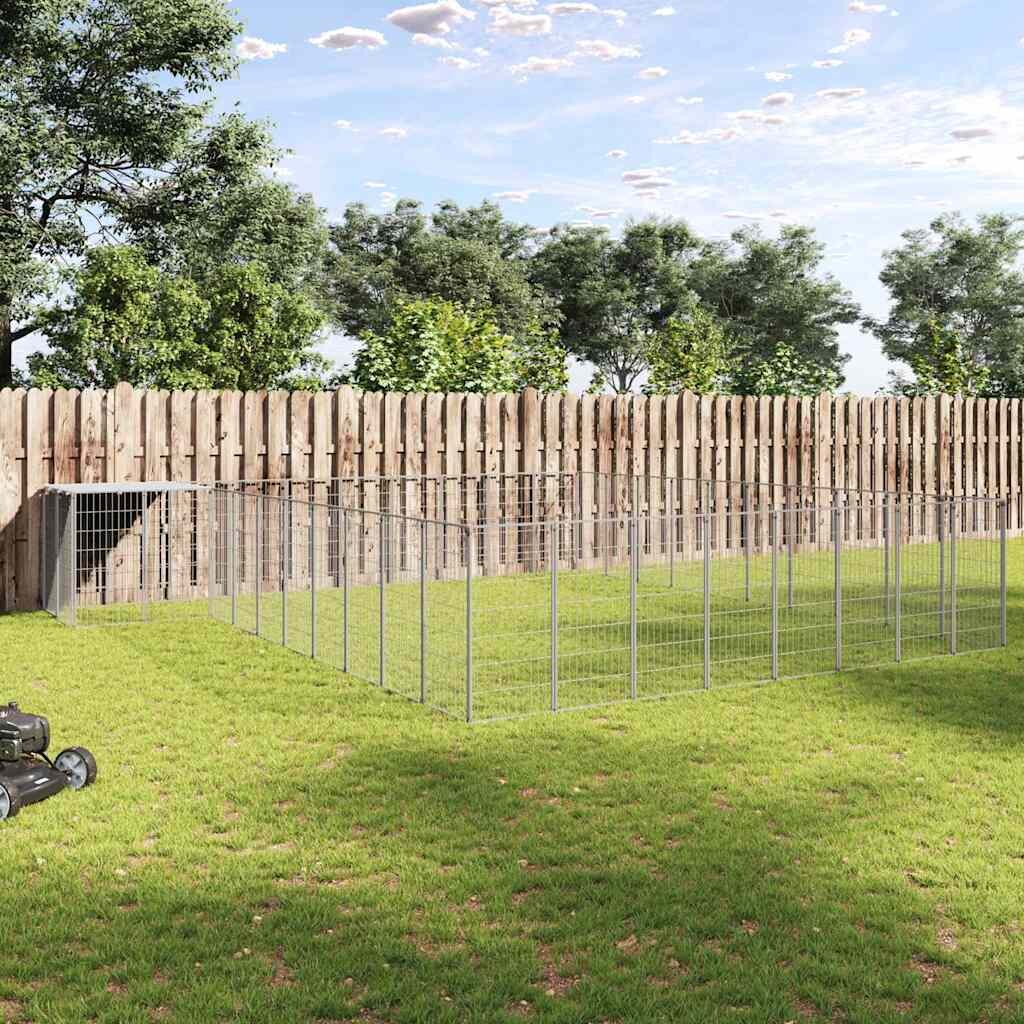 vidaXL Клетка за кучета сребриста 3751 м² стомана