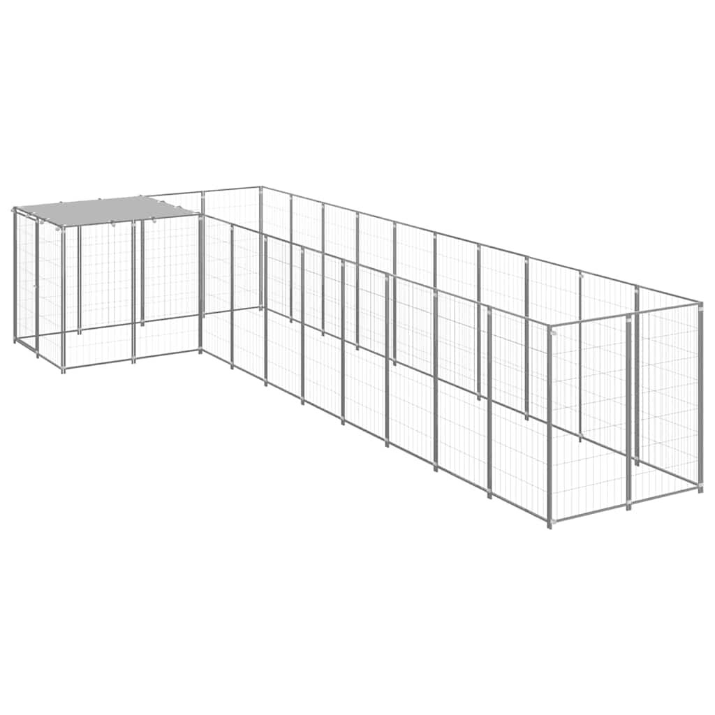 vidaXL Клетка за кучета сребриста 726 м² стомана