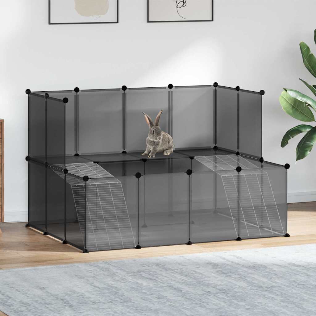 vidaXL Клетка за малки животни черна 143x107x93 см PP и стомана