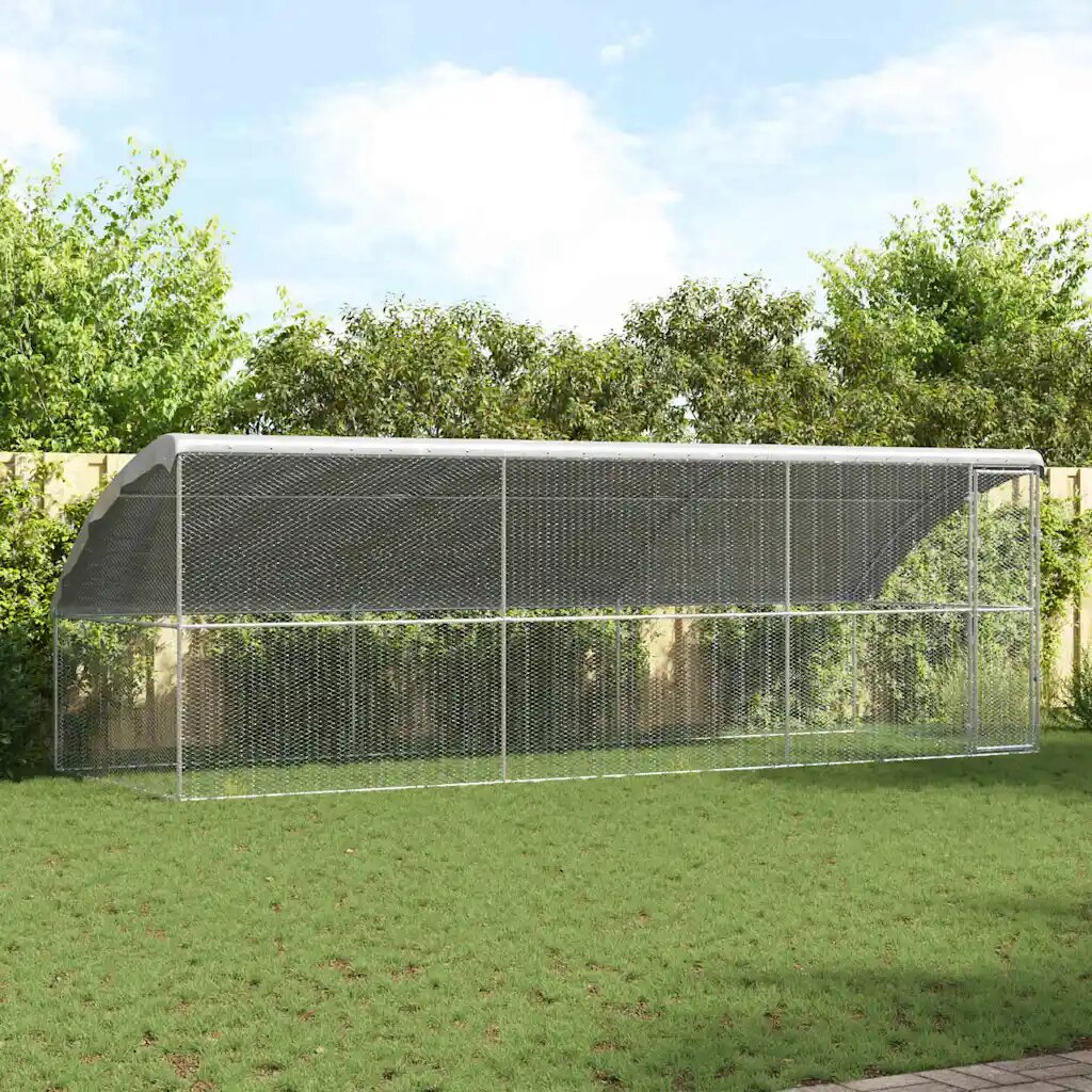 vidaXL Клетка за пилета с 1 врата 3 бр. Сребристо 600x200x200см