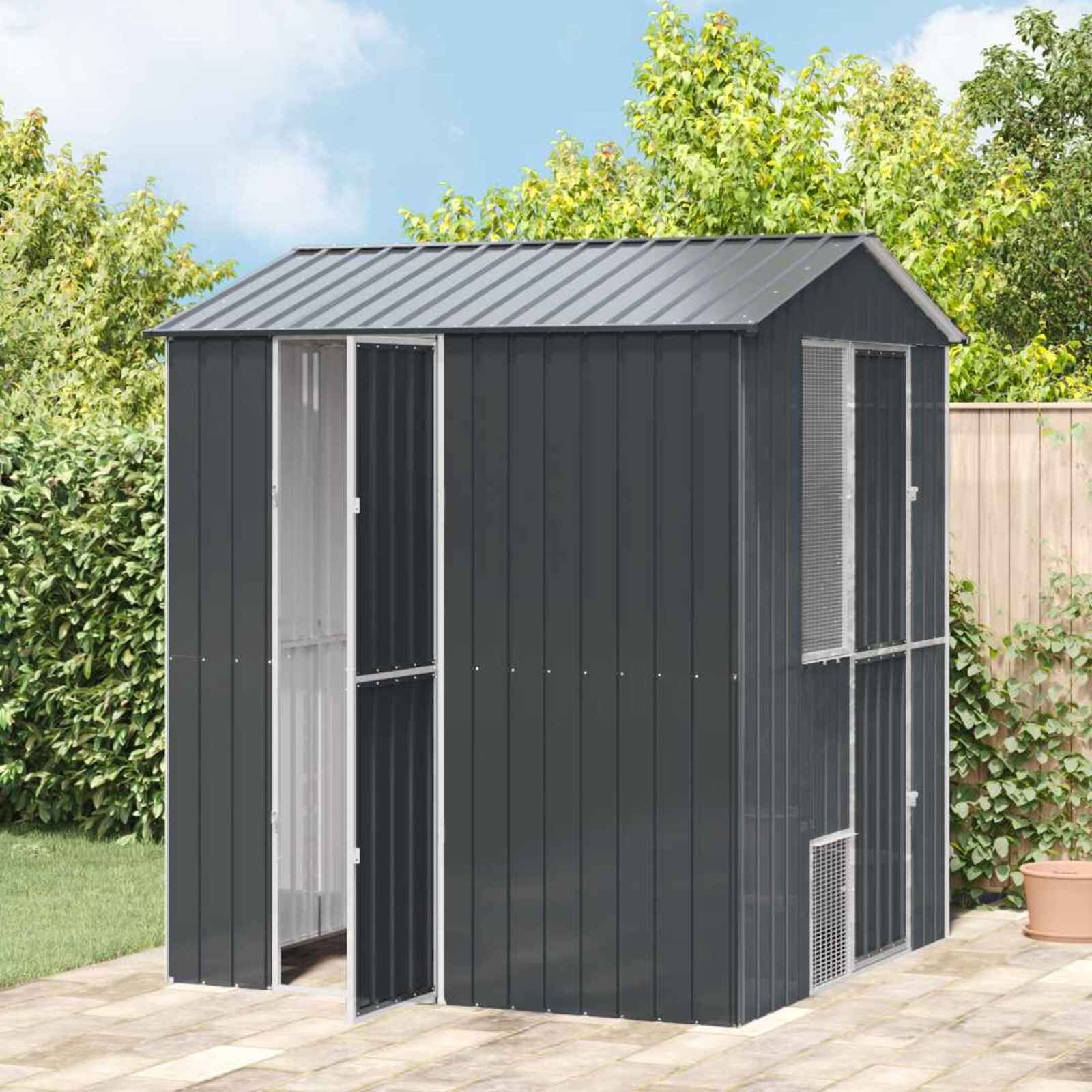 vidaXL Клетка за птици Антрацит 215 x 210 x 247 см
