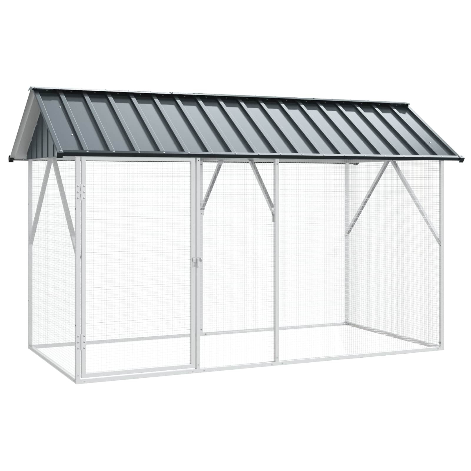 vidaXL Клетка за птици Антрацит 227 x 112 x 141 см