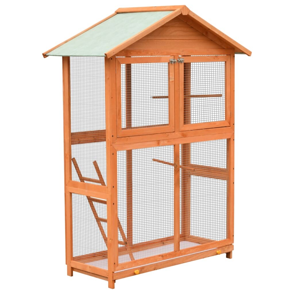 vidaXL Клетка за птици чам и ела масив 1255x595x164 см