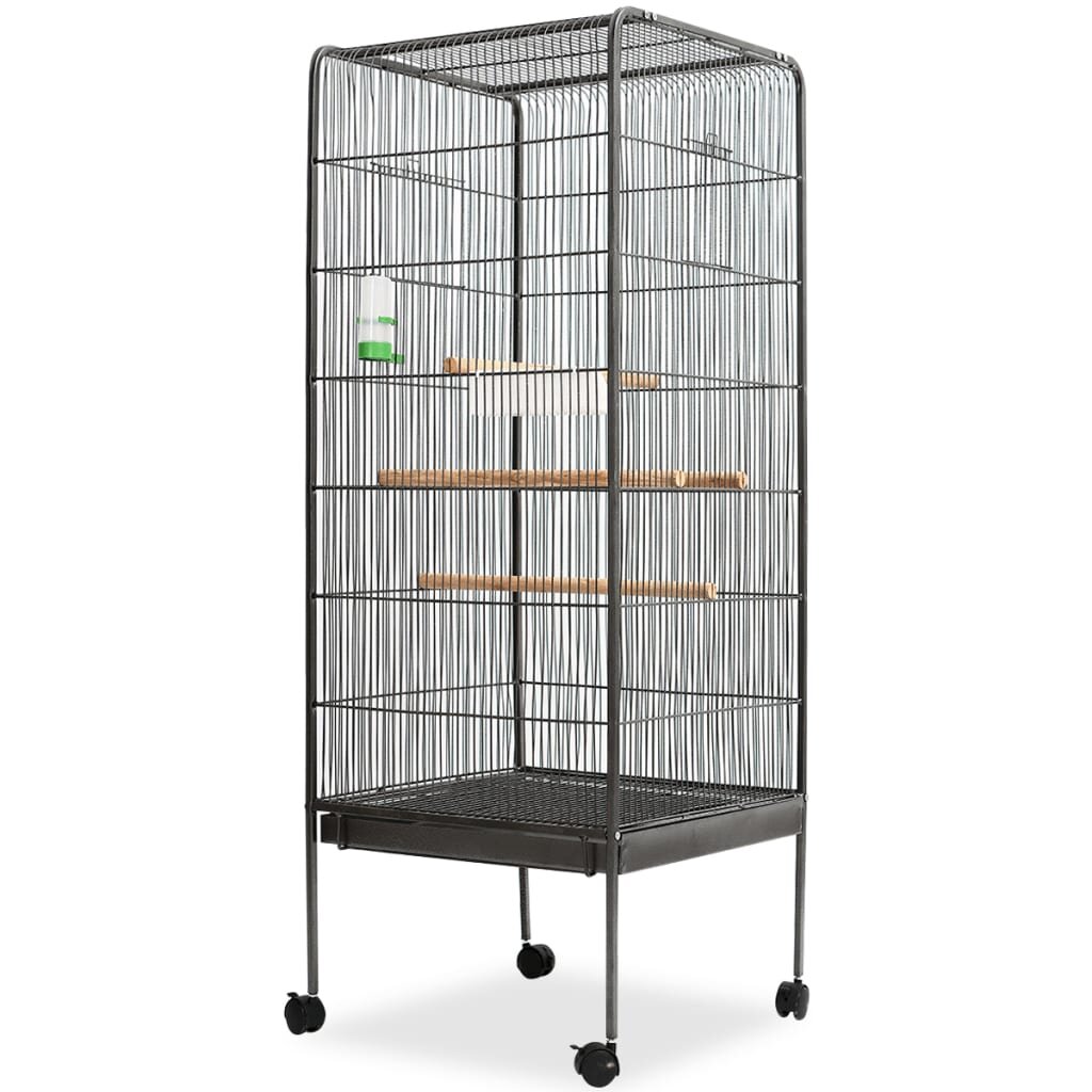 vidaXL Клетка за птици черна 54x54x146 см стомана